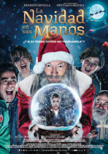 Cartel de La Navidad en sus manos