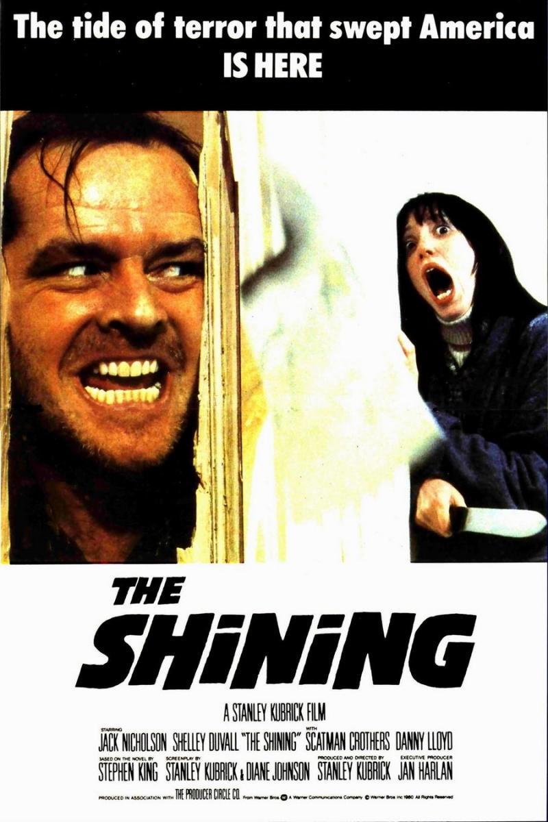 Cartel original de El resplandor, con Jack Nicholson asomando por la puerta rota