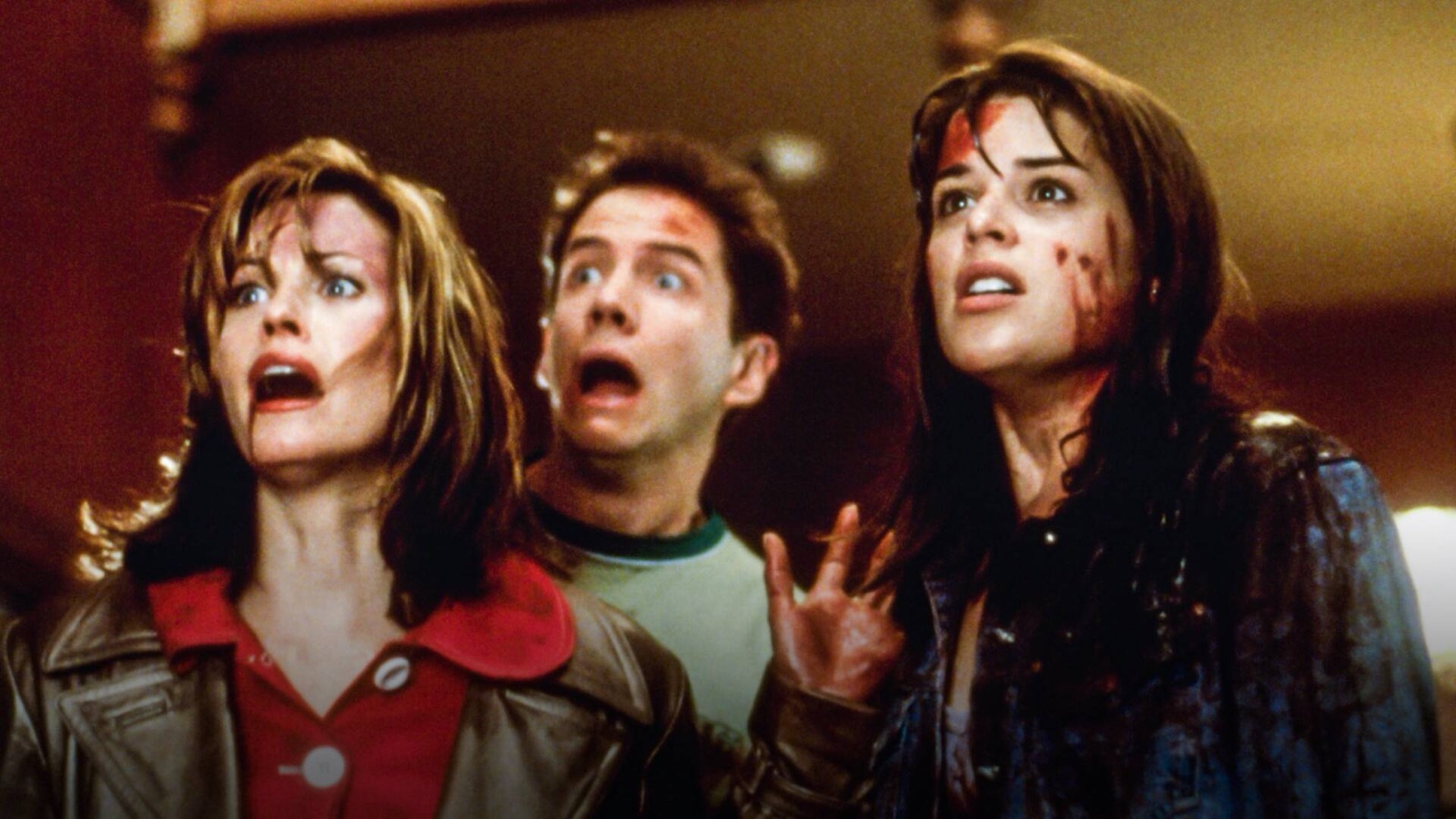 Courteney Cox, Jamie Kennedy y Neve Campbell en Scream