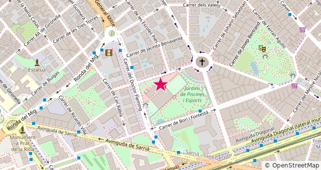 Mapa de la zona de Cinesa Diagonal