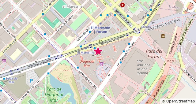 Mapa de la zona de Cinesa Diagonal Mar