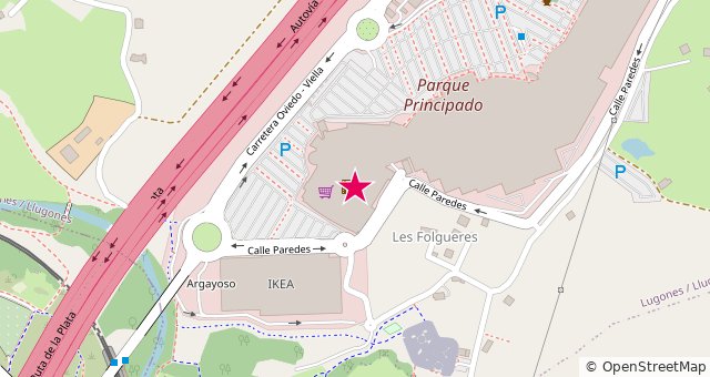 Mapa de la zona de Cinesa Intu Asturias