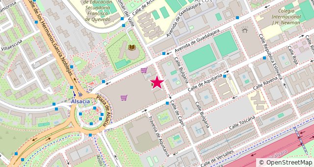 Mapa de la zona de Cinesa Las Rosas