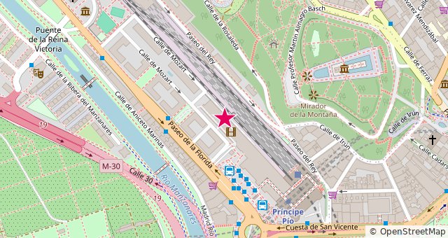 Mapa de la zona de Cinesa Príncipe Pío